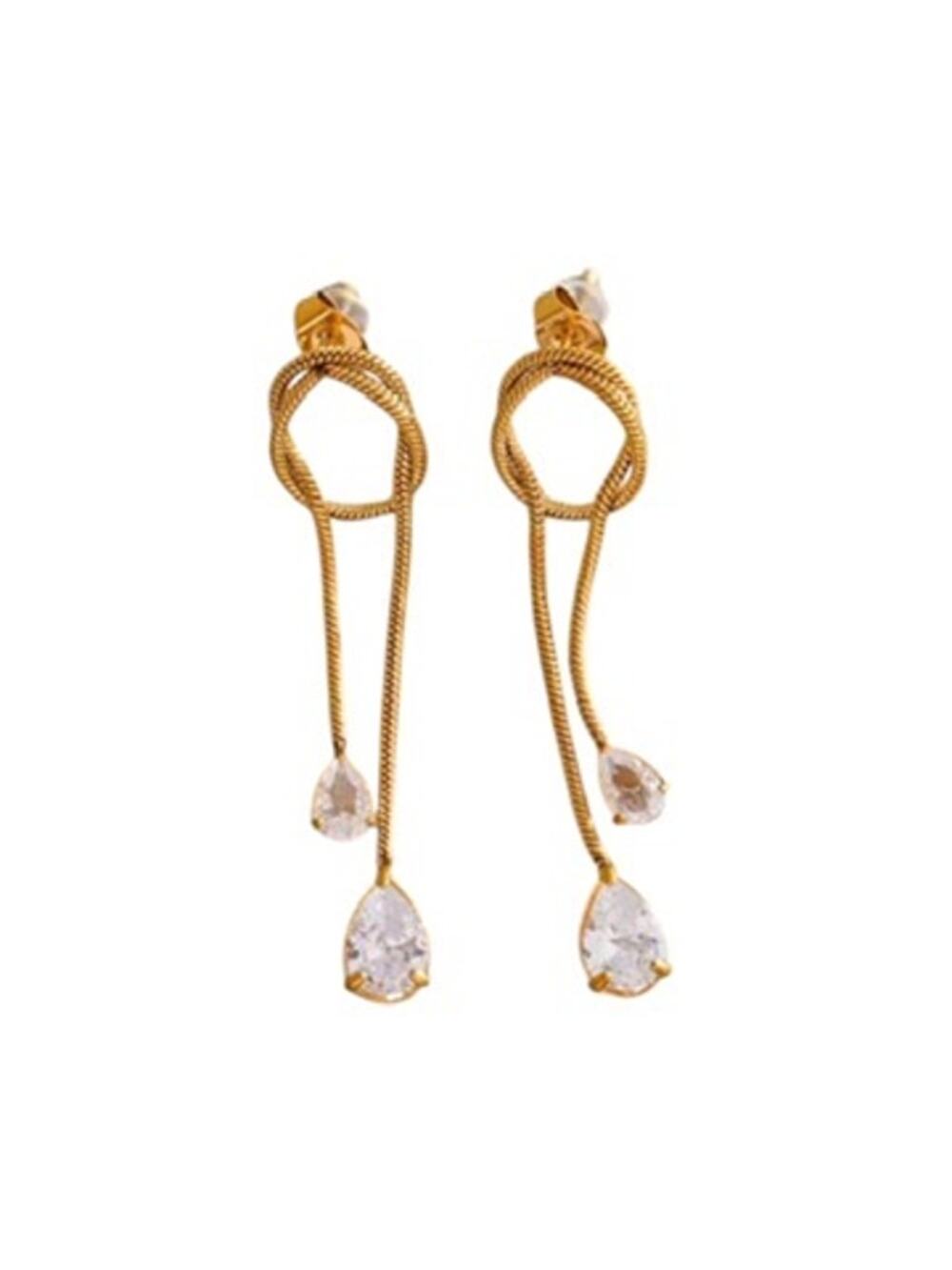 The Serpentine 18K PVD Gold CZ Snake Chain Drop Earrings